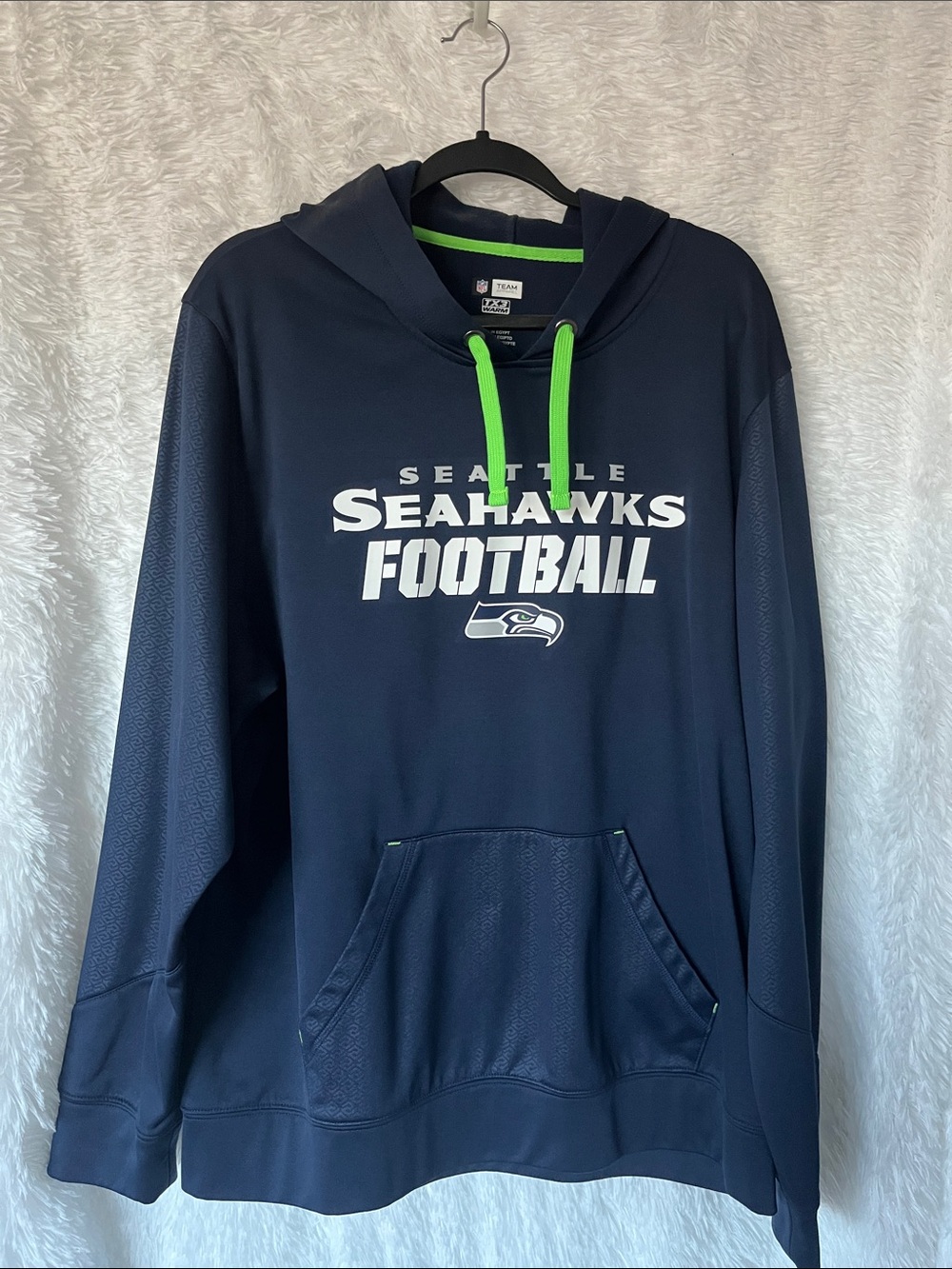 NFL Seattle Seahawks Navy Hoodie with Neon Green Drawcords